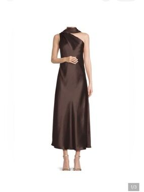 Renee C. One-Shoulder Satin Maxi Skirt - Chocolate Brown